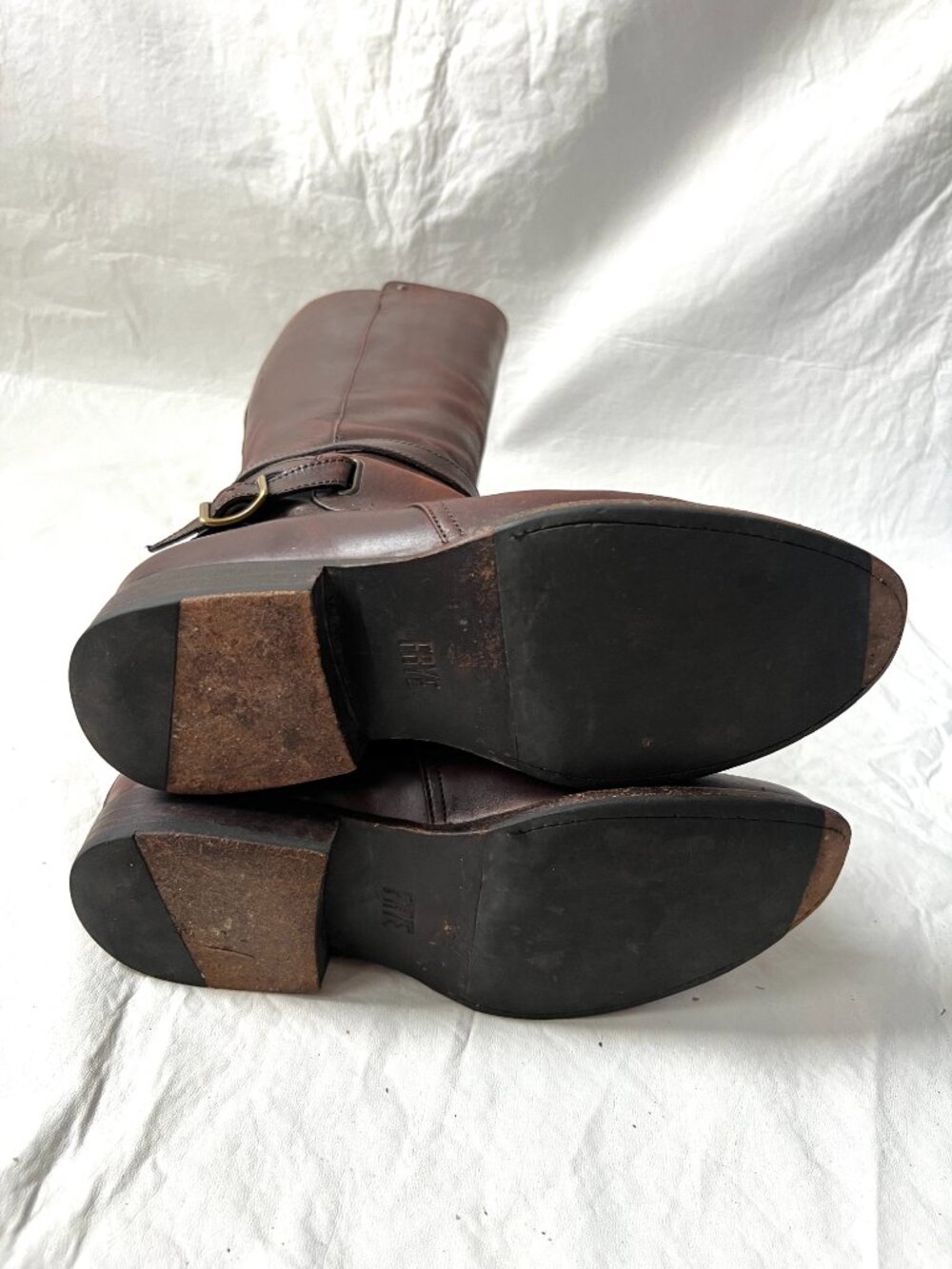 Frye boots womens 8.5 brown leather Jordan Strap Tall zip up knee high riding - Picture 8 of 12